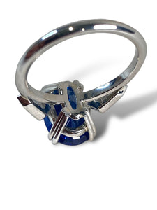 Platinum Ceylon Sapphire and Diamond Ring