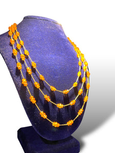 18 KT YG Triple Strand Chain with Mandarin Garnets