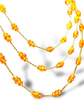 Load image into Gallery viewer, 18 KT YG Triple Strand Chain with Mandarin Garnets
