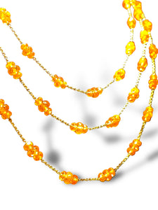 18 KT YG Triple Strand Chain with Mandarin Garnets