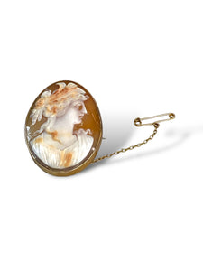 9K YG Cameo with chain and pin