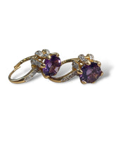 Load image into Gallery viewer, 14kt Amethyst Cubic Zirconia Diamond Earrings
