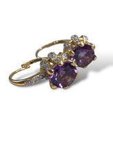 Load image into Gallery viewer, 14kt Amethyst Cubic Zirconia Diamond Earrings
