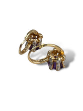 Load image into Gallery viewer, 14kt Amethyst Cubic Zirconia Diamond Earrings
