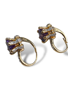 14kt Amethyst Cubic Zirconia Diamond Earrings