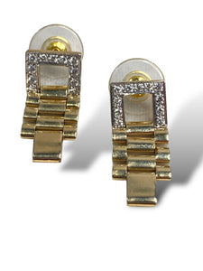 14kt YG Diamond Rolex Band Earrings