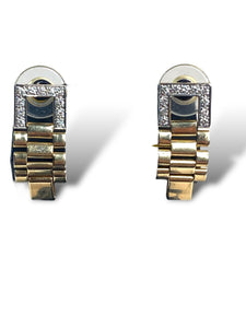 14kt YG Diamond Rolex Band Earrings