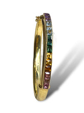 Load image into Gallery viewer, 18kt YG Hinged Bangle with Semiprecious Stones
