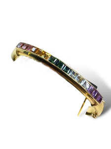 18kt YG Hinged Bangle with Semiprecious Stones