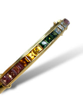 Load image into Gallery viewer, 18kt YG Hinged Bangle with Semiprecious Stones
