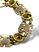 Load image into Gallery viewer, 18kt YG Aztec Style Emerald Bracelet
