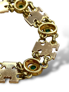 18kt YG Aztec Style Emerald Bracelet