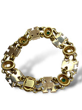 Load image into Gallery viewer, 18kt YG Aztec Style Emerald Bracelet
