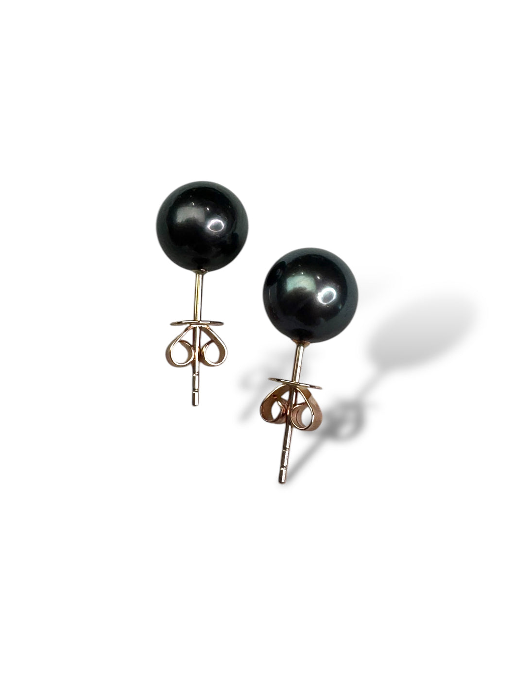 9kt Rose Gold, Black Pearl Earrings (Studs)