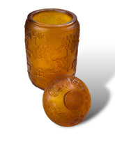 Load image into Gallery viewer, Chinese Orange Peking Glass Lidded Jar
