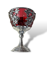 Load image into Gallery viewer, Art Nouveau Ruby Glass &amp; Britannia Metal Goblet
