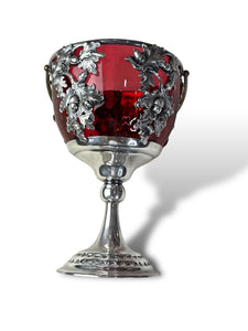 Art Nouveau Ruby Glass & Britannia Metal Goblet