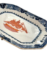 Load image into Gallery viewer, Pair of Blue and White Dishes With Red Ships
