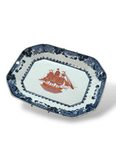 Load image into Gallery viewer, Pair of Blue and White Dishes With Red Ships
