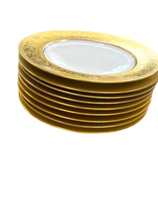 Heinrich Selb Porcelain and Gold Encrusted Dinner Plates