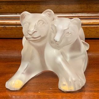 GP1052 Limited Edition Lalique Crystal Lion Cubs Figurine