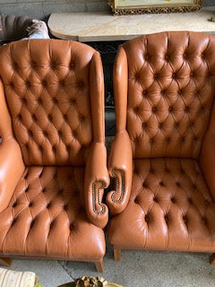 FS0052 Pair of Leather Wingback Chairs