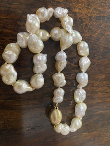 PK101205 baroque pearl necklace with 14k yellow oval clasp