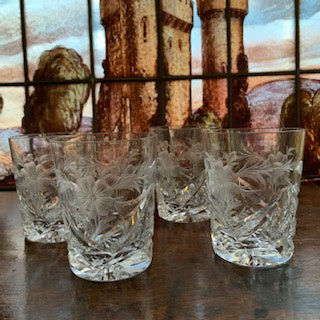 GP1136 Set of 4 Fine (Extremely Good Quality) Etched Cut Crystal Tumblers