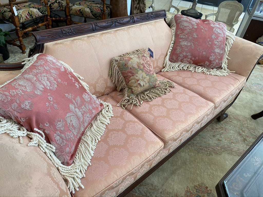 FS0313 Mahogany Sofa,Upholstered in Pink.