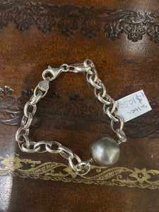 BRJ808 Sterling silver and silver pearl bracelet