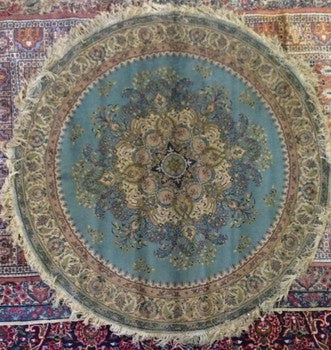 DC0356 Circular Blue Rug - Antiques and Possibilities