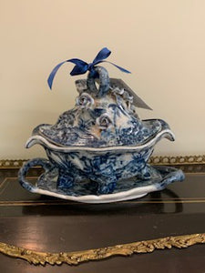 GP0748 Blue and White Porcelain Serving Dish in Three Parts with Tray