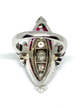 Load image into Gallery viewer, R1315 18kt WG Ruby and Diamond Deco Style Ring
