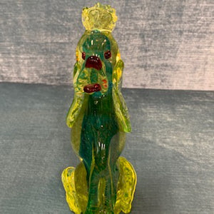 GP0173 Murano Glass Dog in Pale and Dark Green