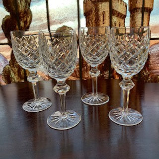 GP0115 Set of 4 Waterford Wine Glasses - Antiques and Possibilities