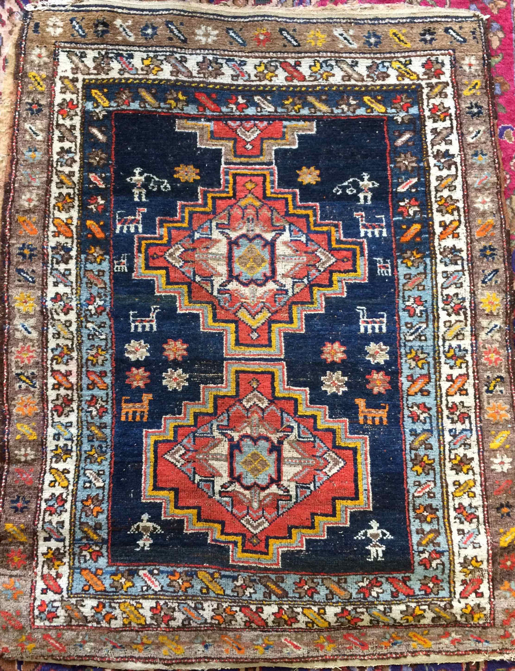 DC0278 Persian Wool Rug c.1920's - Antiques and Possibilities