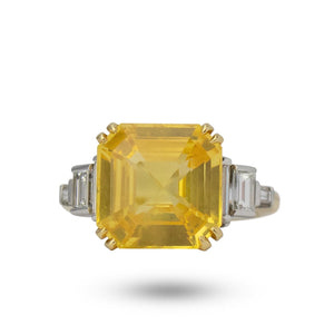 18kt Yellow Gold, Yellow Sapphire and Baguette Diamonds