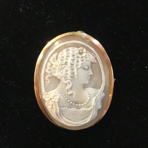 JB0314 14kt YG Cameo Brooch Pendant - Antiques and Possibilities