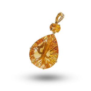 18kt Yellow Gold, Citrine and Diamond Pendant