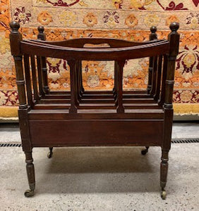 FO0004 An Early Victorian English Mahogany Canterbury on Casters - Antiques and Possibilities