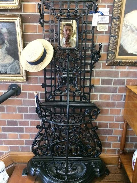 FO0049 A Black Victorian Wrought Iron Hall Stand - Antiques and Possibilities