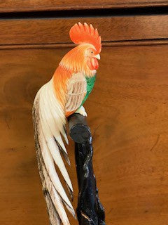 CU0135 Antique Dyed Ivory Rooster on Stand