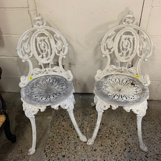 FG0007 A Pair of Late Victorian White Cast Metal Chairs