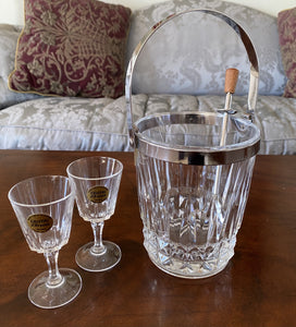 JP0005 Vintage 'Cristal de Arques' French Lead Crystal Ice Bucket with 6 Liquor Glasses