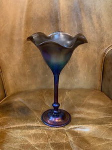 GP1085 Hand Blown Art Nouveau Iridescent Glass Bowl with a Foliage Rim