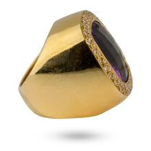 Load image into Gallery viewer, 18kt Yellow Gold Amethyst and Diamond Ring
