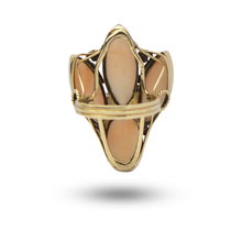 Load image into Gallery viewer, 14kt Yellow Gold and Angel Skin Coral Cluster Ring
