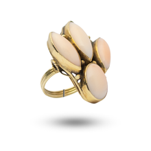 Load image into Gallery viewer, 14kt Yellow Gold and Angel Skin Coral Cluster Ring
