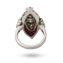 Load image into Gallery viewer, 18kt White Gold, Ruby, and Diamond Art Deco Style Ring
