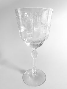 GP0054 15 Edwardian Etched Crystal Wine Glasses